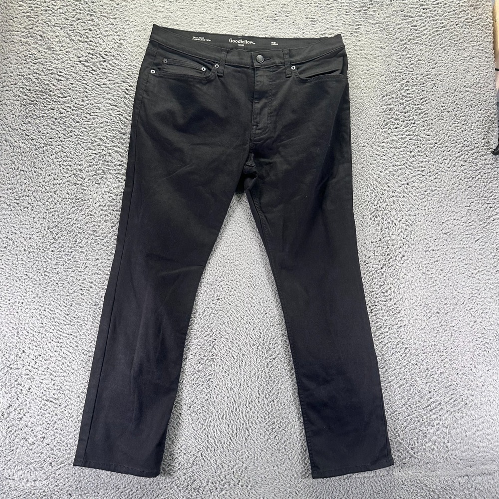 Goodfellow Total Flex Jeans 36x30 Black Cotton Denim Straight Slim Fit Stretch